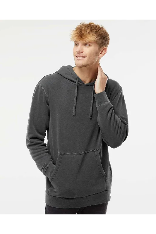 light hoodies for men -Independent Trading Co. Mens Pigment Dyed Hooded Sweatshirt Hoodie w/ Pouch Pocket - Black