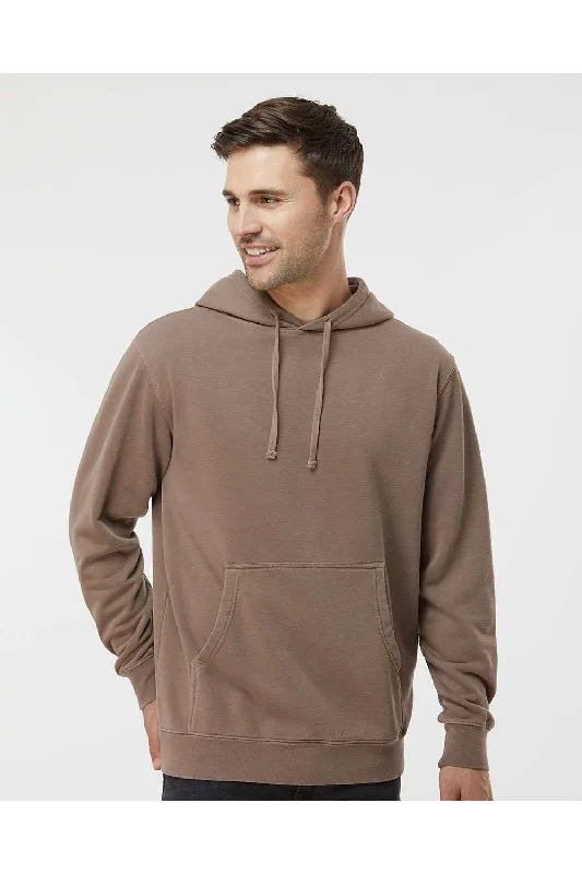 men's hoodies for layering -Independent Trading Co. Mens Pigment Dyed Hooded Sweatshirt Hoodie w/ Pouch Pocket - Clay Brown