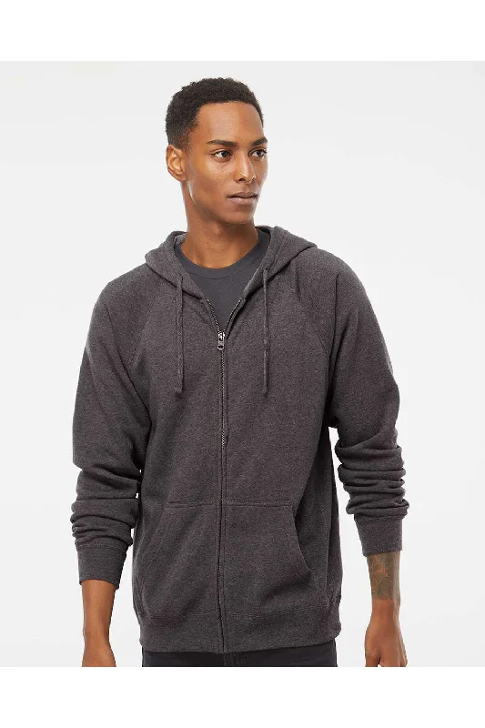 men's hoodie sweatshirt -Independent Trading Co. Mens Special Blend Raglan Full Zip Hooded Sweatshirt Hoodie w/ Pockets - Carbon Grey