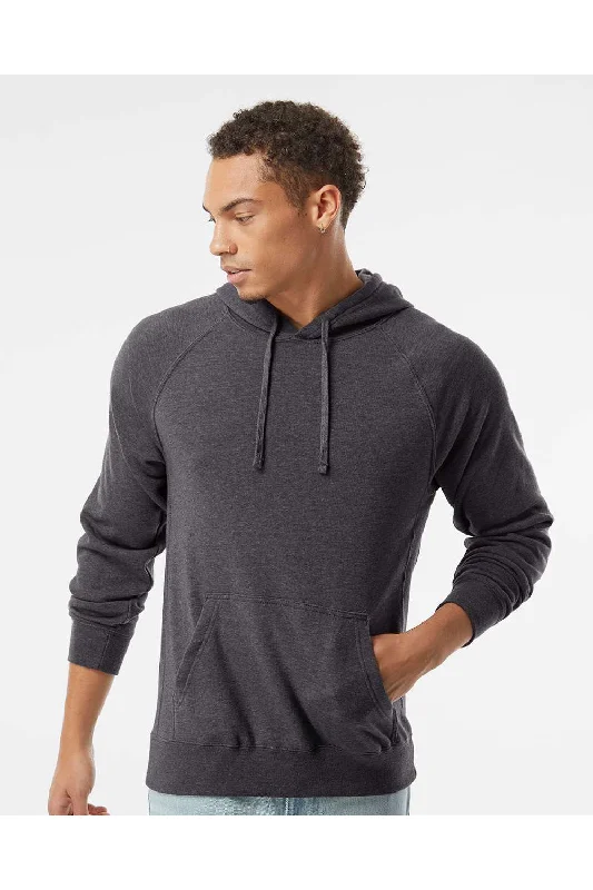 cozy sweatshirts for men -Independent Trading Co. Mens Special Blend Raglan Hooded Sweatshirt Hoodie w/ Pouch Pocket - Carbon Grey