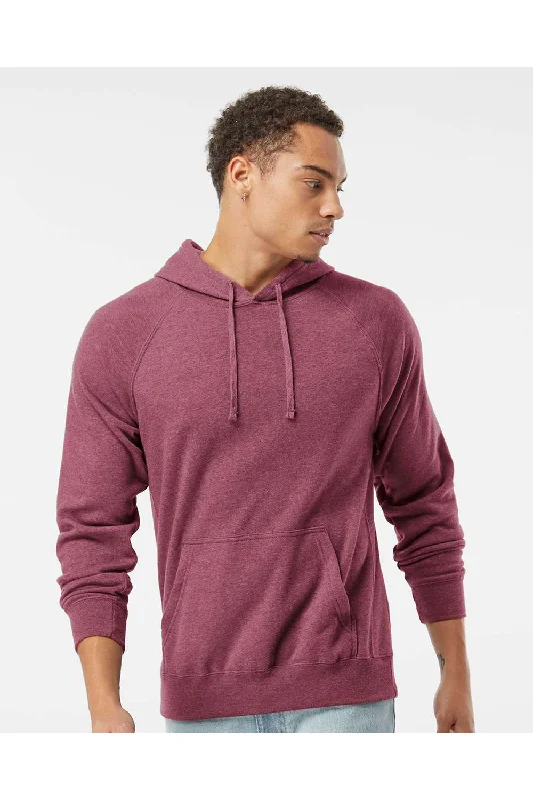 men's hoodies for casual wear -Independent Trading Co. Mens Special Blend Raglan Hooded Sweatshirt Hoodie w/ Pouch Pocket - Crimson Red