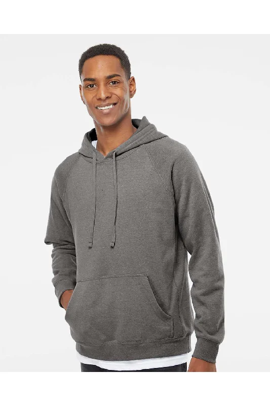 plain hoodies for men -Independent Trading Co. Mens Special Blend Raglan Hooded Sweatshirt Hoodie w/ Pouch Pocket - Nickel Grey