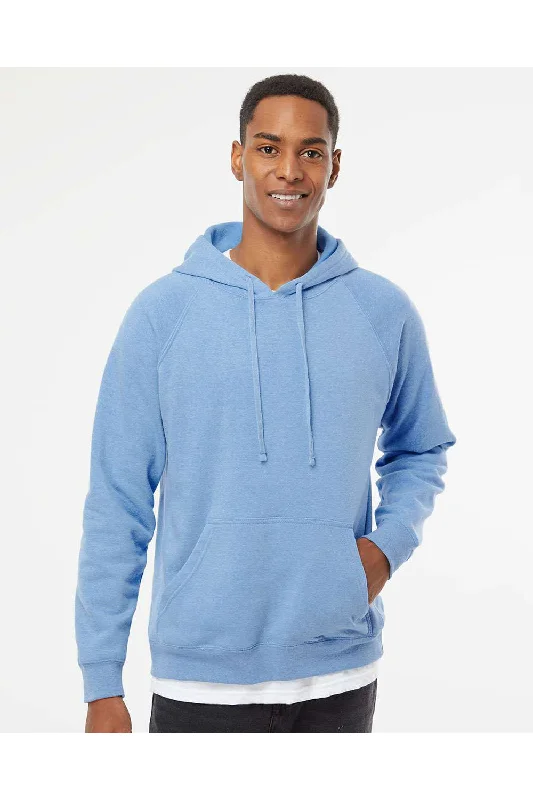 men's fashion hoodies -Independent Trading Co. Mens Special Blend Raglan Hooded Sweatshirt Hoodie w/ Pouch Pocket - Pacific Blue