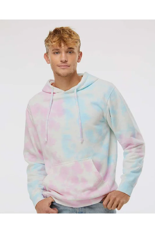 black hoodies for men -Independent Trading Co. Mens Tie-Dye Hooded Sweatshirt Hoodie w/ Pouch Pocket - Cotton Candy