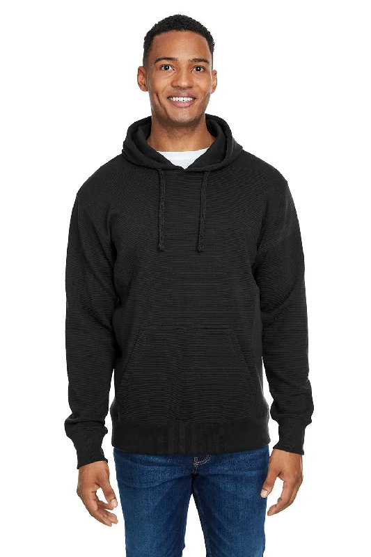 stylish men's hoodies -J America Mens Ripple Fleece Hooded Sweatshirt Hoodie w/ Pouch Pocket - Black