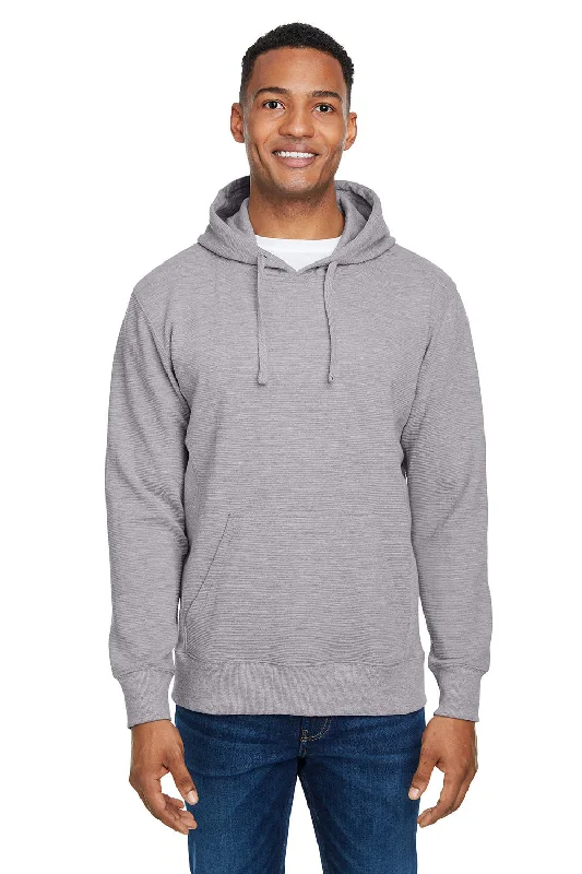 hoodie sweatshirts for men -J America Mens Ripple Fleece Hooded Sweatshirt Hoodie w/ Pouch Pocket - Oxford Grey