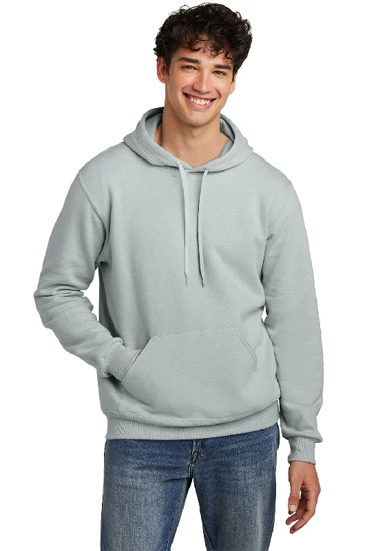 high-quality sweatshirts for men -Jerzees Mens Eco Premium Moisture Wicking Hooded Sweatshirt Hoodie w/ Pouch Pocket - Heather Frost Grey