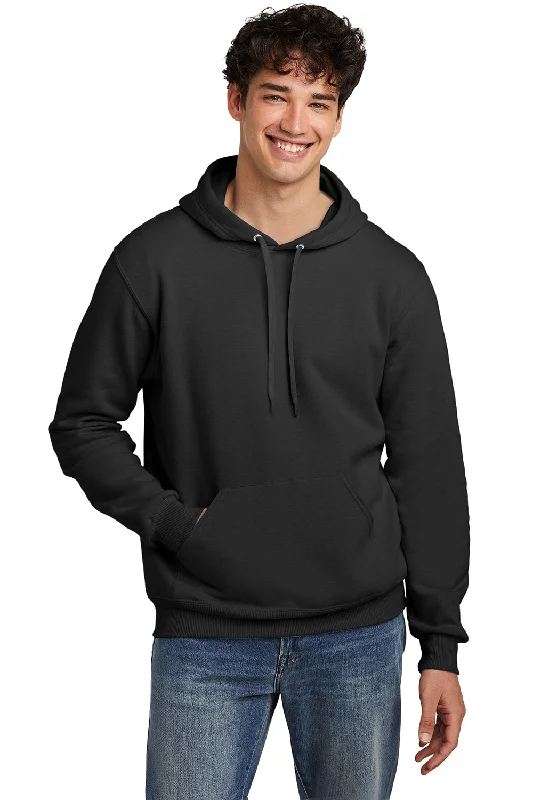 cotton hoodies for men -Jerzees Mens Eco Premium Moisture Wicking Hooded Sweatshirt Hoodie w/ Pouch Pocket - Heather Ink Black