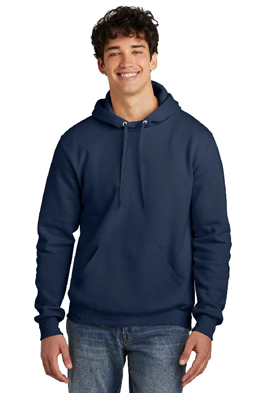 men's hoodies for outdoor activities -Jerzees Mens Eco Premium Moisture Wicking Hooded Sweatshirt Hoodie w/ Pouch Pocket - Navy Blue