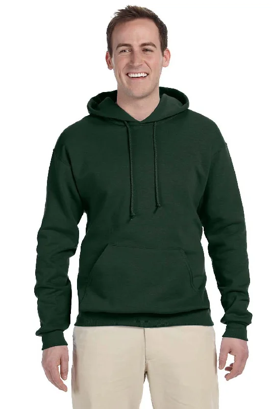 men's fleece sweatshirts -Jerzees Mens NuBlend Pill Resistant Fleece Hooded Sweatshirt Hoodie w/ Pouch Pocket - Forest Green