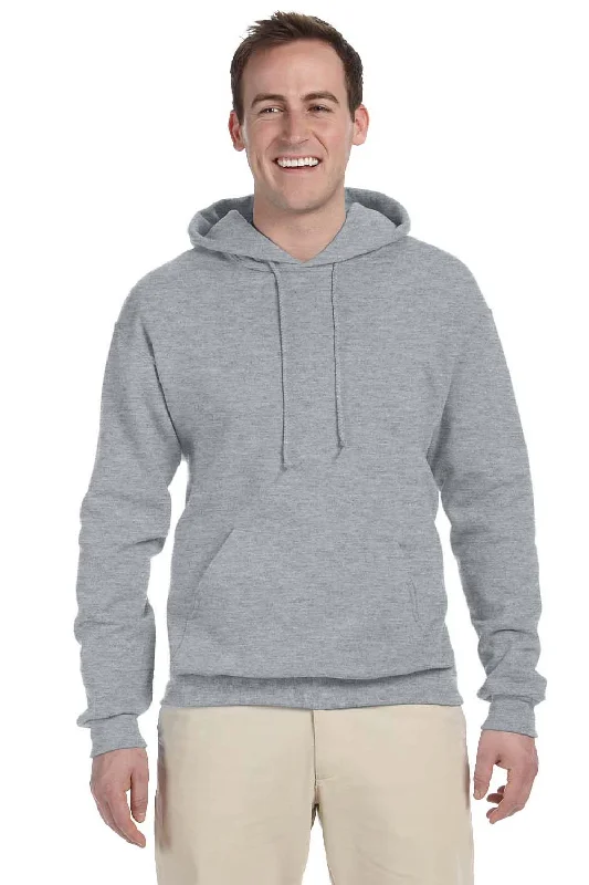 zip-up hoodies for men -Jerzees Mens NuBlend Pill Resistant Fleece Hooded Sweatshirt Hoodie w/ Pouch Pocket - Heather Grey