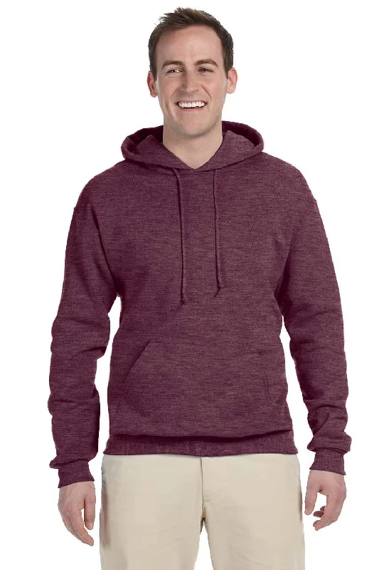 graphic hoodies for men -Jerzees Mens NuBlend Pill Resistant Fleece Hooded Sweatshirt Hoodie w/ Pouch Pocket - Vintage Heather Maroon