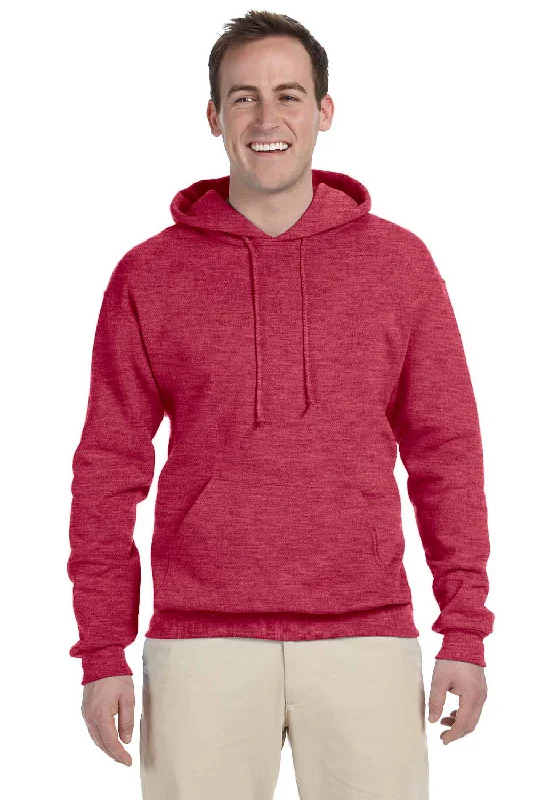 comfortable hoodies for men -Jerzees Mens NuBlend Pill Resistant Fleece Hooded Sweatshirt Hoodie w/ Pouch Pocket - Vintage Heather Red