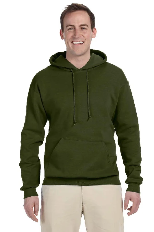 casual hoodies for men -Jerzees Mens NuBlend Pill Resistant Fleece Hooded Sweatshirt Hoodie w/ Pouch Pocket - Military Green