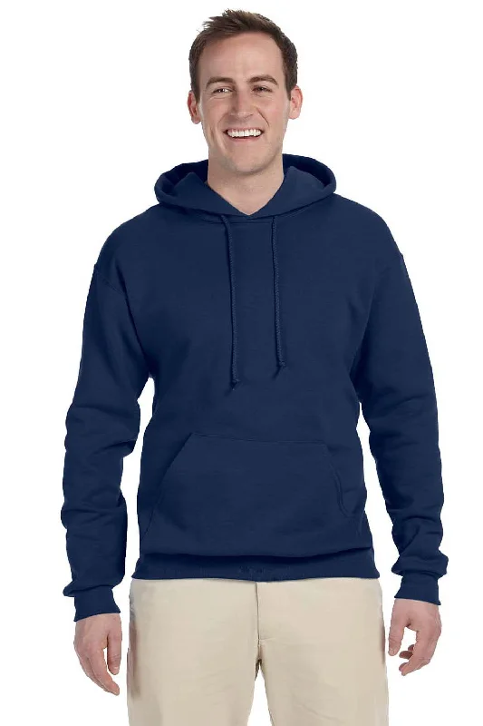 men's hoodies for winter -Jerzees Mens NuBlend Pill Resistant Fleece Hooded Sweatshirt Hoodie w/ Pouch Pocket - Navy Blue