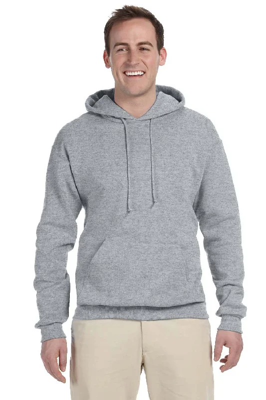 black hoodies for men -Jerzees Mens NuBlend Pill Resistant Fleece Hooded Sweatshirt Hoodie w/ Pouch Pocket - Oxford Grey