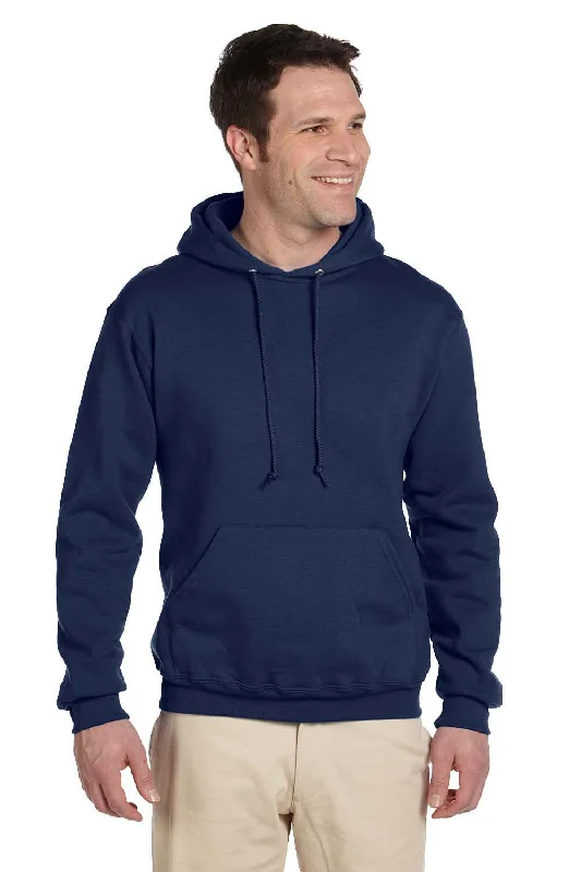 plain hoodies for men -Jerzees Mens Super Sweats NuBlend Pill Resistant Fleece Hooded Sweatshirt Hoodie w/ Pouch Pocket - Navy Blue