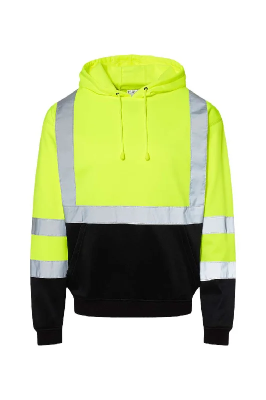 stylish sweatshirts for men -Kishigo Mens Hi-Vis Hooded Sweatshirt Hoodie w/ Pockets - Lime Green