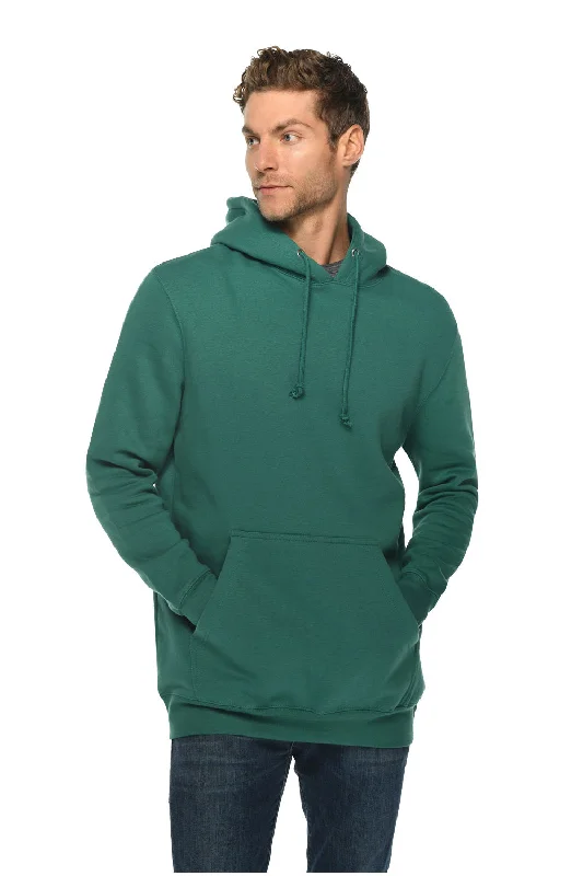 men's crewneck hoodies -Lane Seven Mens Hooded Sweatshirt Hoodie w/ Pouch Pocket - Teal Green