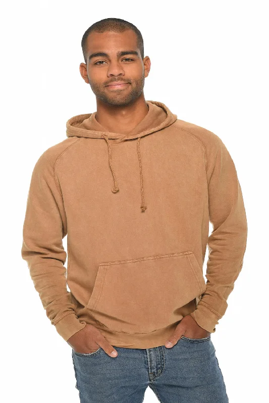 men's hoodies for travel -Lane Seven Mens Vintage Raglan Hooded Sweatshirt Hoodie w/ Pouch Pocket - Vintage Camel