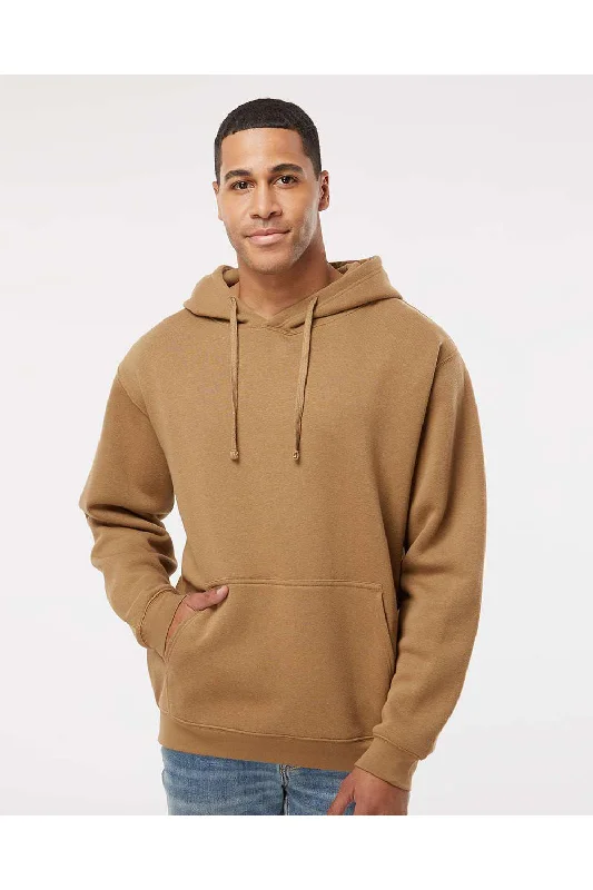 men's casual sweatshirts -LAT Mens Elevated Fleece Basic Hooded Sweatshirt Hoodie w/ Pouch Pocket - Coyote Brown