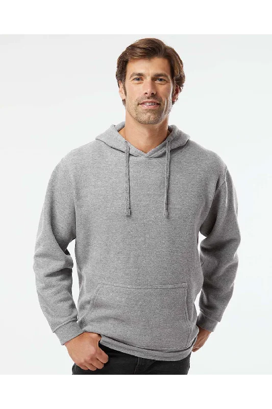 custom hoodies for men -LAT Mens Elevated Fleece Basic Hooded Sweatshirt Hoodie w/ Pouch Pocket - Heather Granite Grey