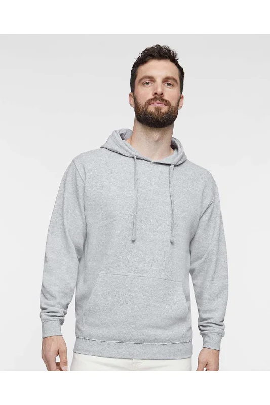 hoodies with slogans for men -LAT Mens Elevated Fleece Basic Hooded Sweatshirt Hoodie w/ Pouch Pocket - Heather Grey