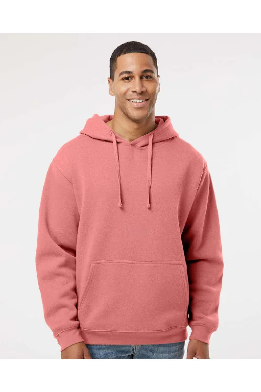 light hoodies for men -LAT Mens Elevated Fleece Basic Hooded Sweatshirt Hoodie w/ Pouch Pocket - Mauvelous Pink