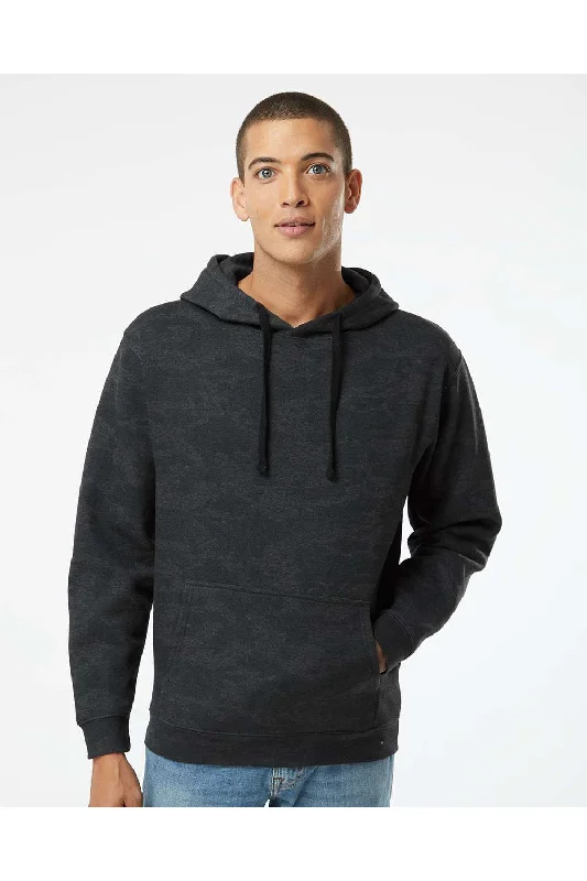 graphic sweatshirts for men -LAT Mens Elevated Fleece Basic Hooded Sweatshirt Hoodie w/ Pouch Pocket - Storm Camo