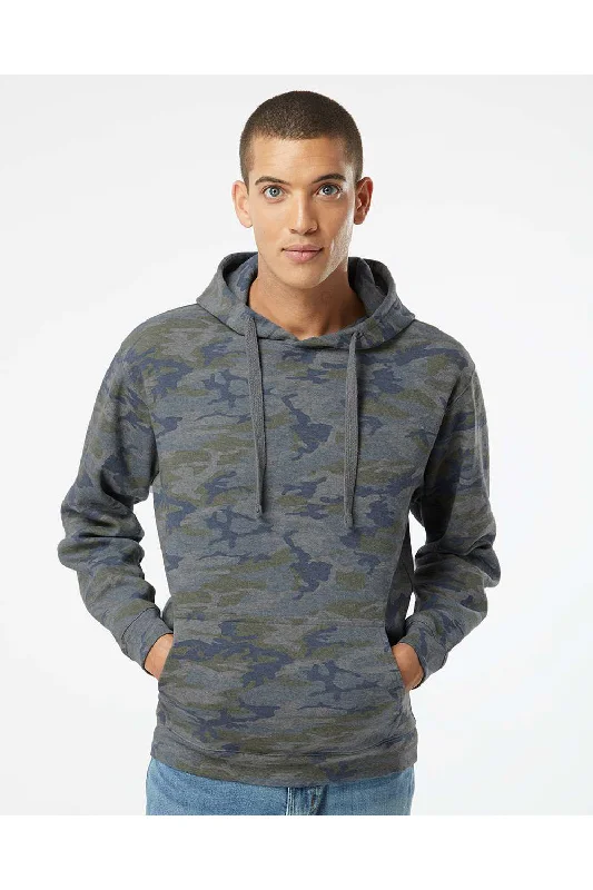 men's soft sweatshirts -LAT Mens Elevated Fleece Basic Hooded Sweatshirt Hoodie w/ Pouch Pocket - Vintage Camo