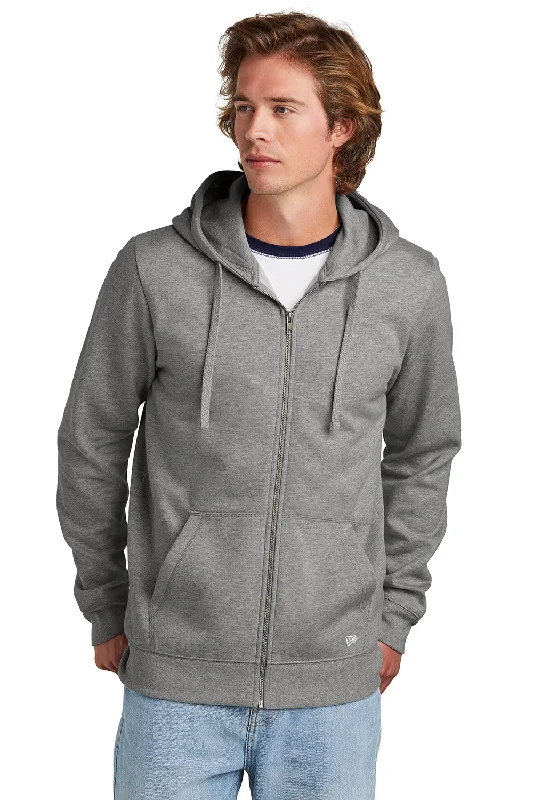 casual pullover sweatshirts -New Era Mens Comeback Fleece Full Zip Hooded Sweatshirt Hoodie w/ Pockets - Heather Dark Grey