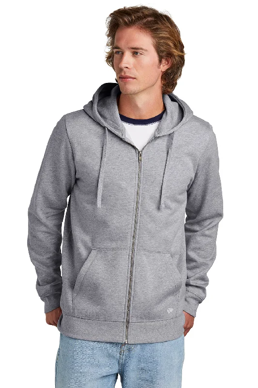 athletic-inspired sweatshirts for men -New Era Mens Comeback Fleece Full Zip Hooded Sweatshirt Hoodie w/ Pockets - Heather Grey