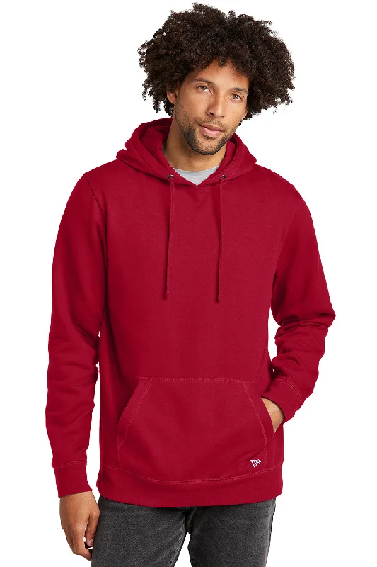 seasonal hoodies for men -New Era Mens Comeback Fleece Hooded Sweatshirt Hoodie w/ Pouch Pocket - Crimson Red