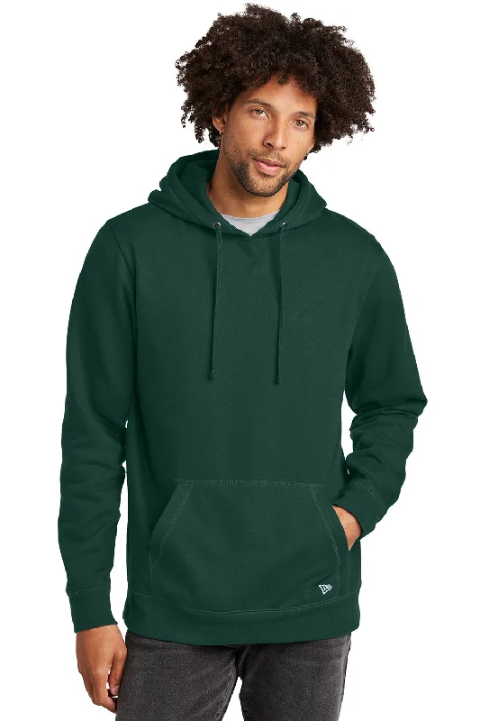 men's urban hoodies -New Era Mens Comeback Fleece Hooded Sweatshirt Hoodie w/ Pouch Pocket - Dark Green