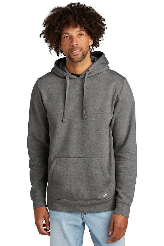 minimalist sweatshirts for men -New Era Mens Comeback Fleece Hooded Sweatshirt Hoodie w/ Pouch Pocket - Heather Dark Grey