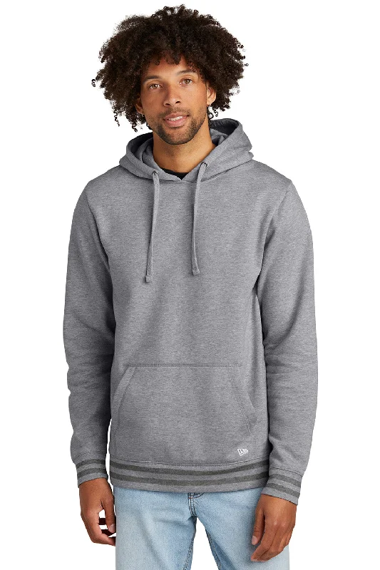 casual pullover sweatshirts -New Era Mens Comeback Fleece Hooded Sweatshirt Hoodie w/ Pouch Pocket - Heather Grey/Heather Dark Grey