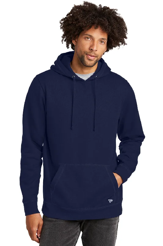 workout sweatshirts for men -New Era Mens Comeback Fleece Hooded Sweatshirt Hoodie w/ Pouch Pocket - True Navy Blue