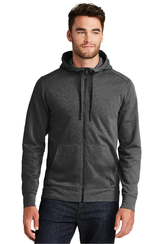 light hoodies for men -New Era Mens Fleece Full Zip Hooded Sweatshirt Hoodie w/ Pockets - Heather Black