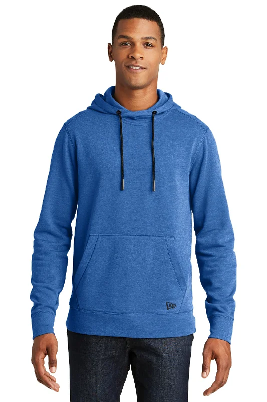 men's long sleeve hoodies -New Era Mens Fleece Hooded Sweatshirt Hoodie w/ Pouch Pocket - Heather Royal Blue