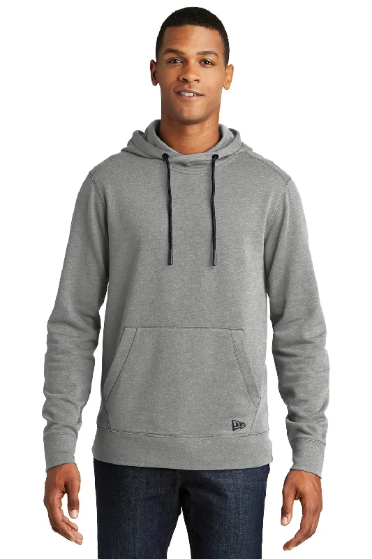 hoodies with slogans for men -New Era Mens Fleece Hooded Sweatshirt Hoodie w/ Pouch Pocket - Heather Shadow Grey