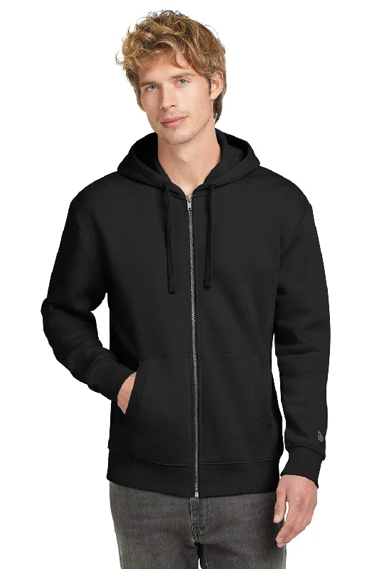 graphic hoodies for men -New Era Mens Heritage Fleece Full Zip Hooded Sweatshirt Hoodie w/ Pockets - Black - New