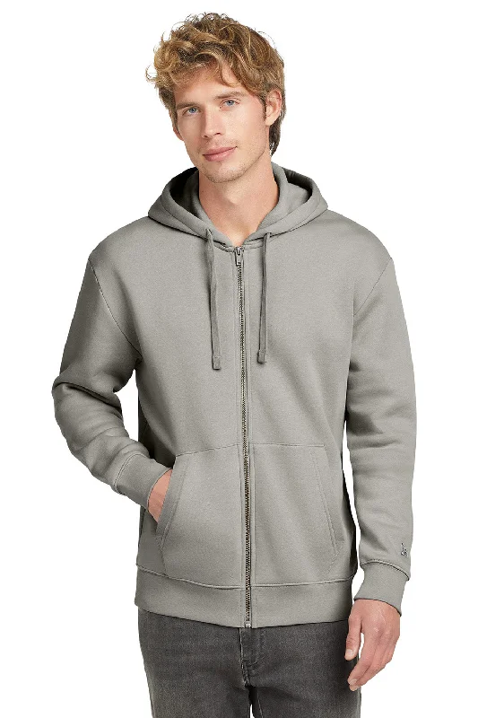 men's fleece sweatshirts -New Era Mens Heritage Fleece Full Zip Hooded Sweatshirt Hoodie w/ Pockets - Rainstorm Grey - New