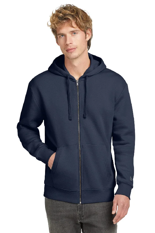 zip-up hoodies for men -New Era Mens Heritage Fleece Full Zip Hooded Sweatshirt Hoodie w/ Pockets - True Navy Blue - New