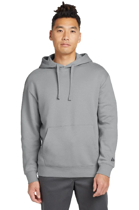 plain hoodies for men -New Era Mens Heritage Fleece Hooded Sweatshirt Hoodie w/ Pouch Pocket - Rainstorm Grey - New