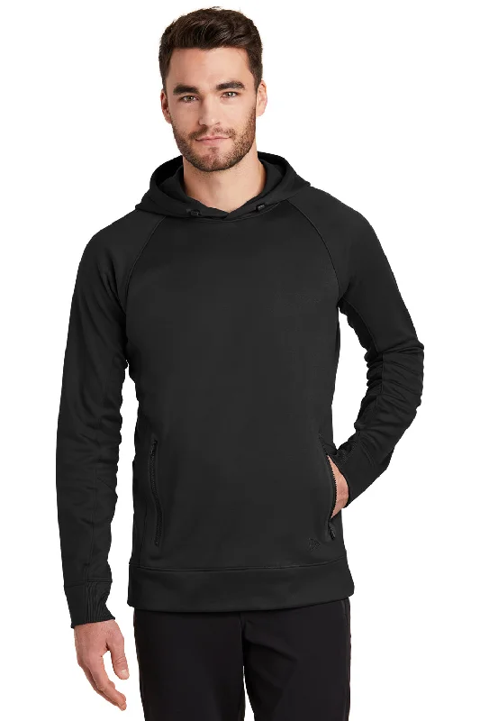 men's hoodies for layering -New Era Mens Venue Fleece Moisture Wicking Hooded Sweatshirt Hoodie w/ Pockets - Black