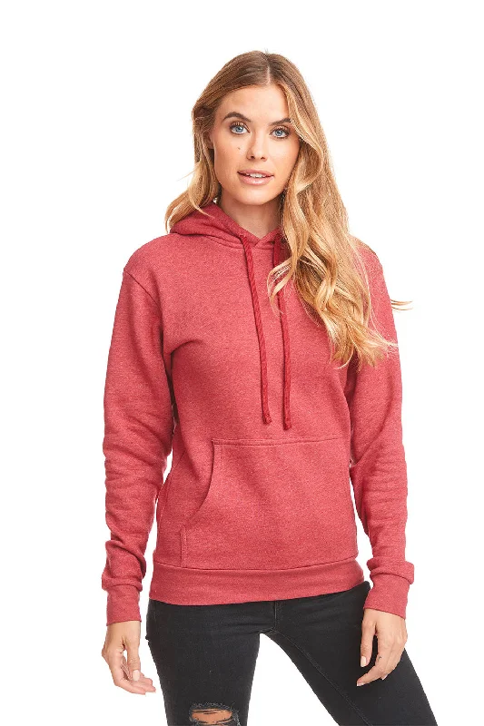 men's hoodies for fall -Next Level Mens Malibu Hooded Sweatshirt Hoodie w/ Pouch Pocket - Heather Cardinal Red