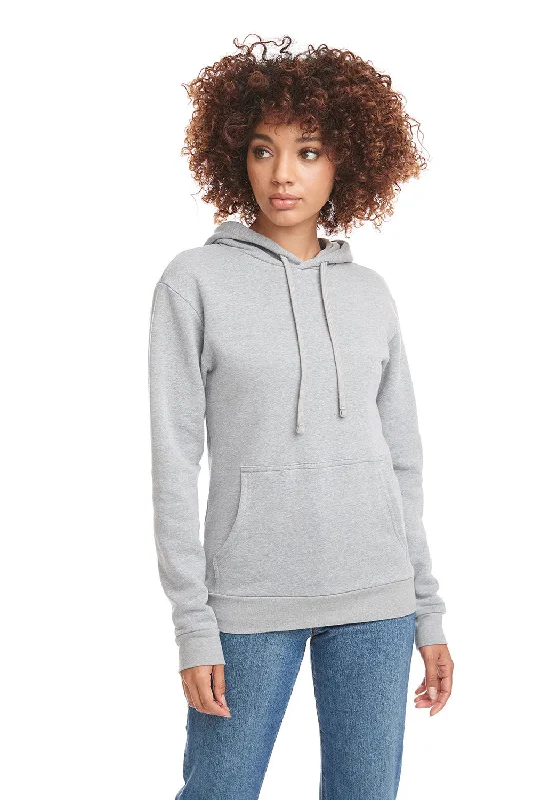 men's pull-over sweatshirts -Next Level Mens Malibu Hooded Sweatshirt Hoodie w/ Pouch Pocket - Heather Grey