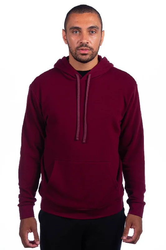 men's casual sweatshirts -Next Level Mens Sueded French Terry Hooded Sweatshirt Hoodie w/ Pouch Pocket - Maroon