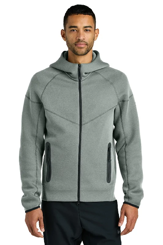 men's luxury sweatshirts -Nike Mens Tech Fleece Full Zip Hooded Sweatshirt Hoodie w/ Pockets - Heather Dark Grey - New