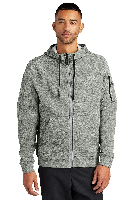 sports sweatshirts for men -Nike Mens Therma-Fit Fleece Full Zip Hooded Sweatshirt Hoodie w/ Pockets - Heather Dark Grey - New